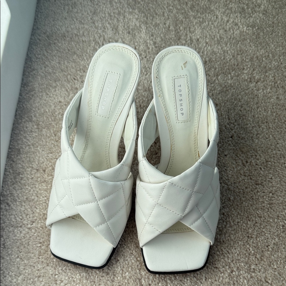 Topshop Quilted white Sandals for Women size 39 white open toe heels